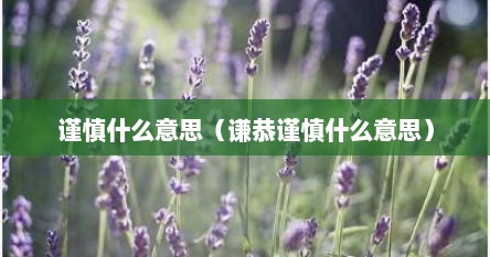 谨慎什么意思（谦恭谨慎什么意思）