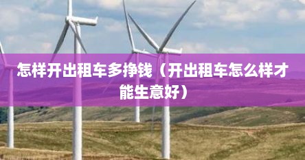 怎样开出租车多挣钱（开出租车怎么样才能生意好）
