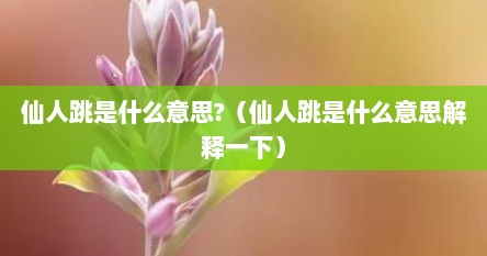 仙人跳是什么意思?（仙人跳是什么意思解释一下）