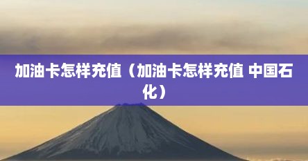 加油卡怎样充值（加油卡怎样充值 中国石化）