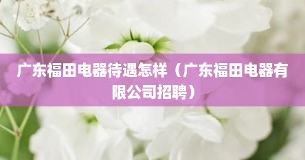 广东福田电器待遇怎样（广东福田电器有限公司招聘）