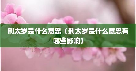 刑太岁是什么意思（刑太岁是什么意思有哪些影响）