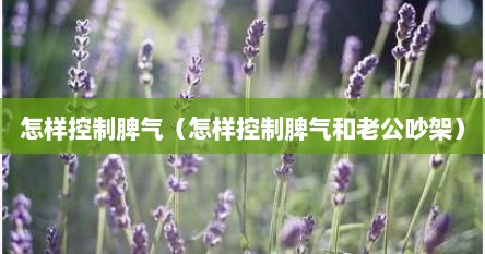 怎样控制脾气（怎样控制脾气和老公吵架）