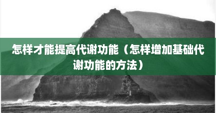 怎样才能提高代谢功能（怎样增加基础代谢功能的方法）