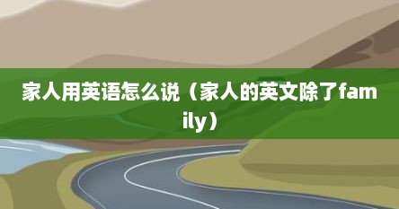 家人用英语怎么说（家人的英文除了family）