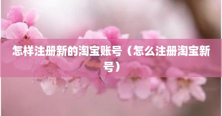 怎样注册新的淘宝账号（怎么注册淘宝新号）