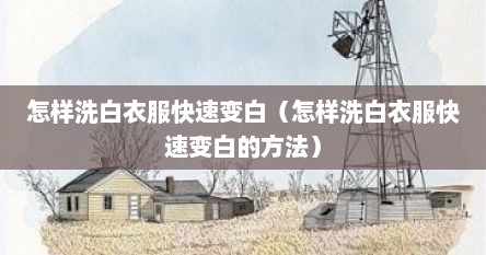 怎样洗白衣服快速变白（怎样洗白衣服快速变白的方法）