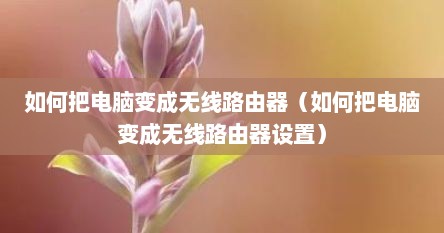 怎么把电脑变成无线wifi（怎么把电脑变成路由器）