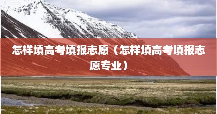 怎样填高考填报志愿（怎样填高考填报志愿专业）