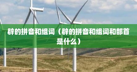 辟的拼音和组词（辟的拼音和组词和部首是什么）