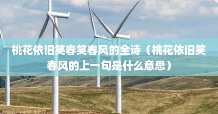 桃花依旧笑春笑春风的全诗（桃花依旧笑春风的上一句是什么意思）