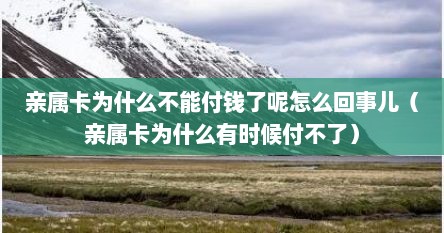 亲属卡为什么不能付钱了呢怎么回事儿（亲属卡为什么有时候付不了）