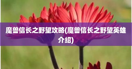 魔兽信长之野望攻略(魔兽信长之野望英雄介绍)