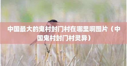 中国最大的鬼村封门村在哪里啊图片（中国鬼村封门村灵异）