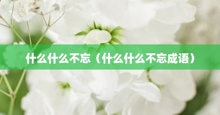 什么什么不忘（什么什么不忘成语）