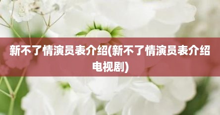 新不了情演员表介绍(新不了情演员表介绍电视剧)