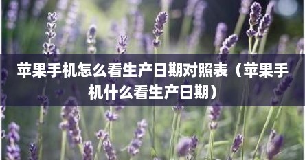 苹果手机怎么看生产日期对照表（苹果手机什么看生产日期）