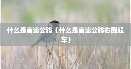 什么是高速公路（什么是高速公路右侧超车）