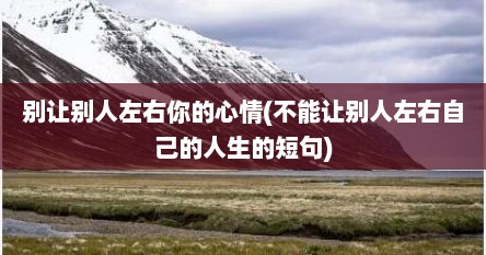 别让别人左右你的心情(不能让别人左右自己的人生的短句)