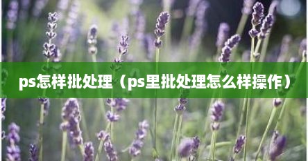 ps怎样批处理（ps里批处理怎么样操作）