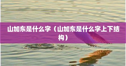 山加东是什么字（山加东是什么字上下结构）