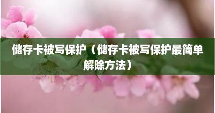 储存卡被写保护（储存卡被写保护最简单解除方法）