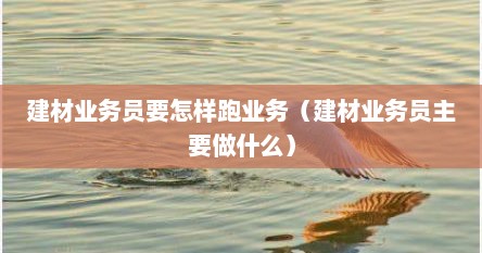 建材业务员要怎样跑业务（建材业务员主要做什么）