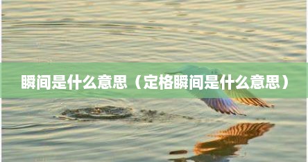 瞬间是什么意思（定格瞬间是什么意思）