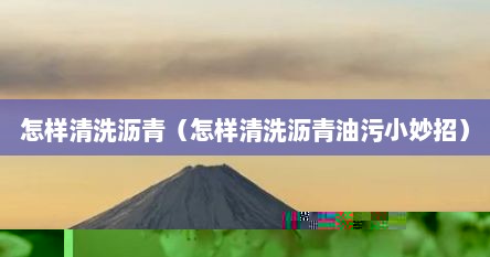 怎样清洗沥青（怎样清洗沥青油污小妙招）