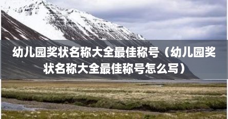 幼儿园奖状名称大全最佳称号（幼儿园奖状名称大全最佳称号怎么写）