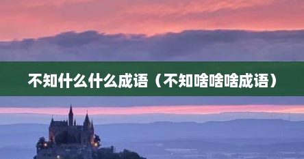 不知什么什么成语（不知啥啥啥成语）