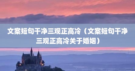 文案短句干净三观正高冷（文案短句干净三观正高冷关于婚姻）