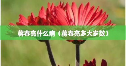 蒋春亮什么病（蒋春亮多大岁数）