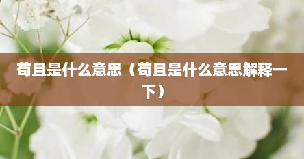 苟且 是什么意思（苟且的含义是什么）