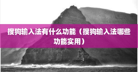 搜狗输入法有什么功能（搜狗输入法哪些功能实用）