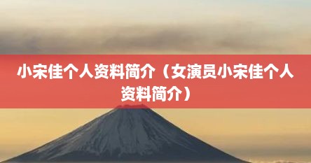 小宋佳个人资料简介（女演员小宋佳个人资料简介）