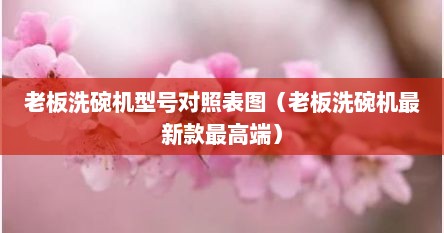 老板洗碗机型号对照表图（老板洗碗机最新款最高端）