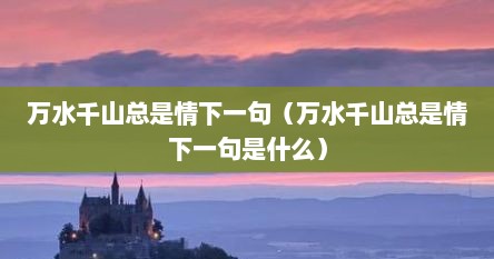万水千山总是情下一句（万水千山总是情下一句是什么）