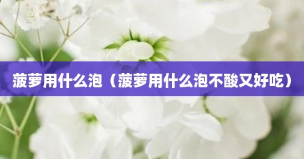 菠萝用什么泡（菠萝用什么泡不酸又好吃）