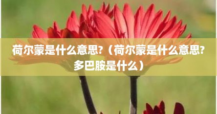荷尔蒙是什么意思?（荷尔蒙是什么意思?多巴胺是什么）