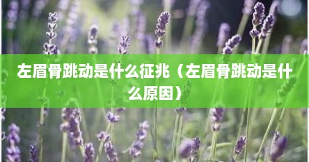 左眉骨跳动是什么征兆（左眉骨跳动是什么原因）