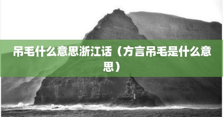 吊毛什么意思浙江话（方言吊毛是什么意思）