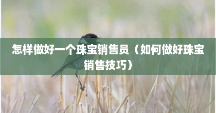 怎样做好一个珠宝销售员（如何做好珠宝销售技巧）