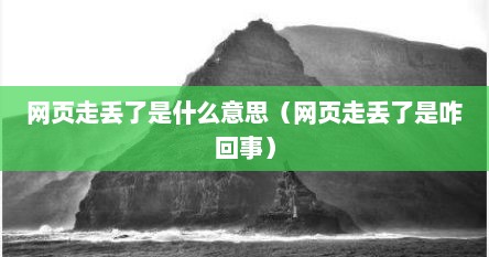 网页走丢了是什么意思（网页走丢了是咋回事）