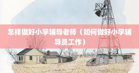 怎样做好小学辅导老师（如何做好小学辅导员工作）