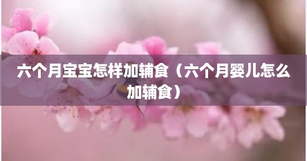 六个月宝宝怎样加辅食（六个月婴儿怎么加辅食）