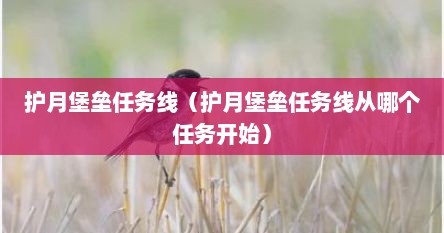 护月堡垒任务线（护月堡垒任务线从哪个任务开始）