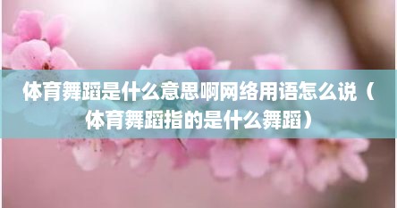 体育舞蹈是什么意思啊网络用语怎么说（体育舞蹈指的是什么舞蹈）