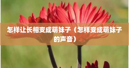 怎样让长相变成萌妹子（怎样变成萌妹子的声音）