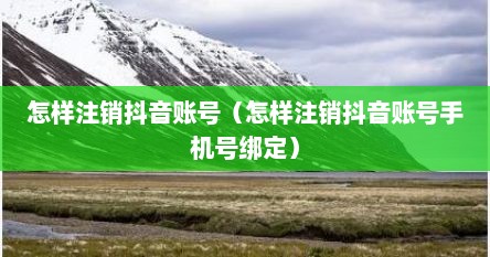 怎样注销抖音账号（怎样注销抖音账号手机号绑定）